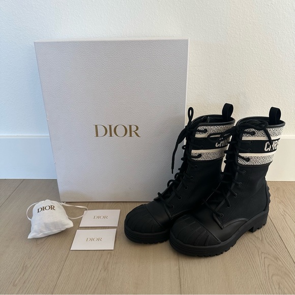 KEEPING • Christian Dior D-Major Moto Black Mid Calf Boots Shoes - Picture 11 of 15